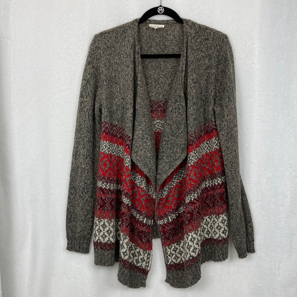 Hem & Thread Women’s Southwest Saddle Print Waterfall Open Cardigan sz Large